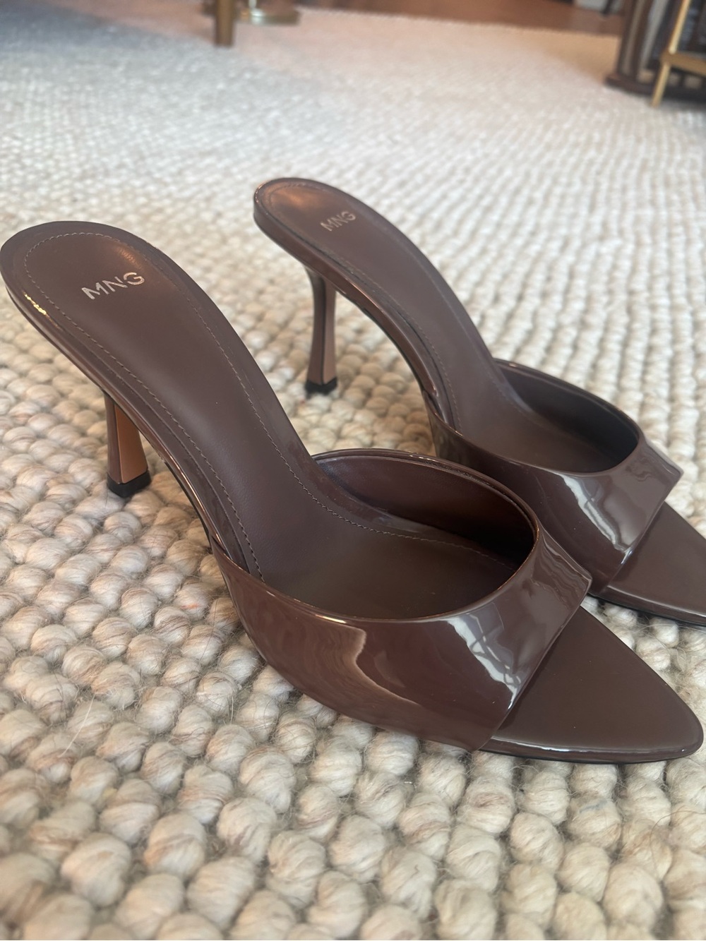 Mango Chocolate Brown Pointed-Heel Slide Sandals - Picture 3 of 5